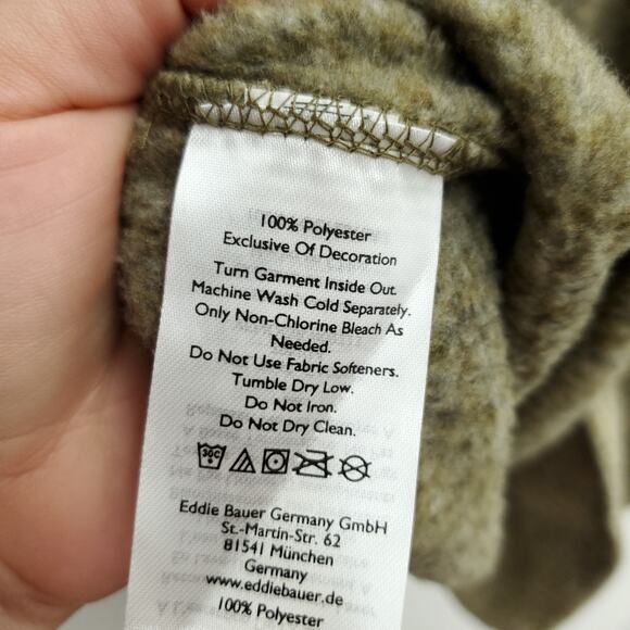 EDDIE BAUER Men's Olive Green Fleece Pullover 3/4 Zip Popover Jacket - Picture 8 of 10